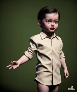 Salvador Dali toddler, full body, dramatic lighting, hyper realistic