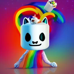 a rainbow marshmello cat