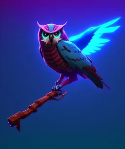 full body owl 3d render logo, centered, gradient, one color background