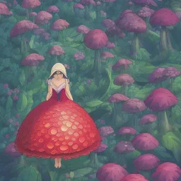 the large Amanita muscaria mushroom is a fairy home.dark masterpiece by savvas apterus.fantasy art by anna dittman.