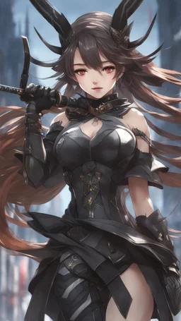 ronin Girl in 8k Kawacy anime artstyle , symbiote them, ronin costum, close picture, highly detailed, high details, detailed portrait, masterpiece,ultra detailed, ultra quality