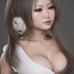 hitomi tanaka vestido branco, muitos detalhes