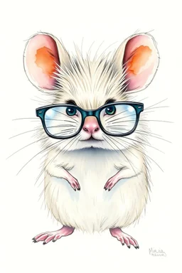 SKETCH WATERCOLOR PASTEL COLOURS - “Mr. Whiskers McStreusel mouse, a wiry fellow with wild white hair and glasses so large they practically covered his whole face.”