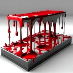 blood dripping on an ice slab, realistic,