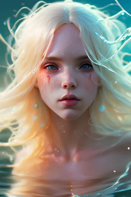 Portrait of {Scarlet Witch} with {Blonde} hair and with cute face, {Water}, perfect composition, hyperrealistic, super detailed, 8k, high quality, trending art, trending on artstation, sharp focus, studio photo, intricate details, highly detailed, by greg rutkowski