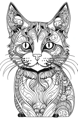 Portrait of a cat by Van Goghoutline art for cute Halloween coloring pages with witch, white background, Sketch style, full body, only use outline, mandala style, clean line art, white background, no shadows and clear and well outlined