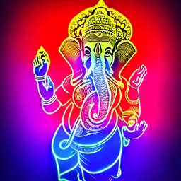 software illustration of Ganesh, colorfull, electrical light, neon blur,shading, starlight reflect, amazing touch,very beautiful, very intricated, 8k, very beautiful, dreaming illustration, in a electronical cloud, octal render, loving sentiment, bold as love