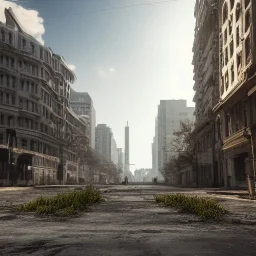 a deserted city, empty buildings, vegetation, trending on artstation, high detail, high definition, high quality, photo-realistic, ultra-realistic, hyper-realistic, 4k