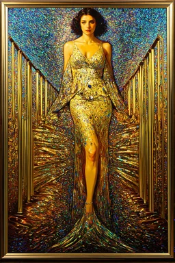 Taking the guardrails off the self; Art Deco inspired by Gustav Klimt; Golden Hour; Iridescent; Controversial; Supremely Detailed; Marvelous; Whimsical