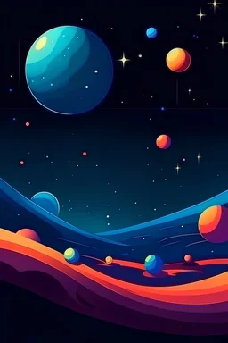 Planet Surface Space Night Star Cartoon Style Background,
