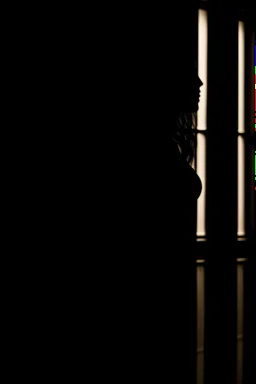 silhouette of female body in window