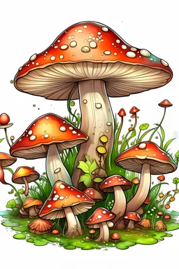 coloring book,Fairy Ring Mushroom ,no background,hd