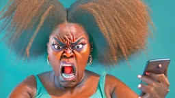 angry black lady mad on phone