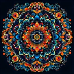 mixed art of Midnight Mandala illustration colorful painting