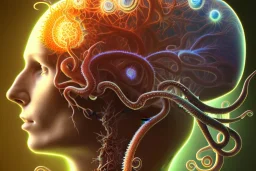 Spiritual being with Tentacles wrapping around brain cells