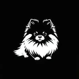 cute silhouette of a pomeranian , black on white vector