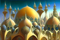 A fractal frame surreal city with arches and domes by artist "Vladimir Kush"