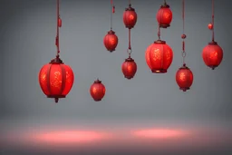 red chinese lanterns, a 3D render by senior character artist, trending on zbrush central, furry art, zbrush, rendered in cinema4d, rendered in maya