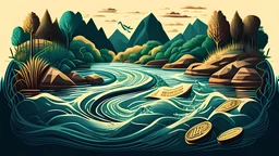 vector graphics, money river