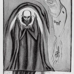 Nosferatu with a fleshy beard as a Russian Orthodox