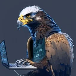 profile picture of a eagle as a hacker using computer