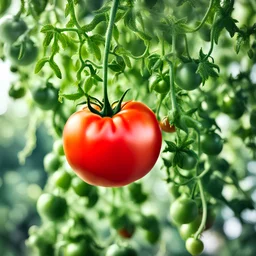 tomato is hanging on the tree