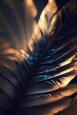 Leaves feather alien, unreal lighting, volumetric lighting, high contrasts, sharp focus,