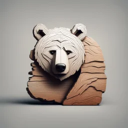 combine textured log with shape of a bear, graphic style, minimalistic,clean