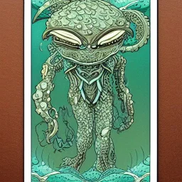 microcosm with planktonic kaiju style art nouveau