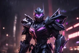 Shredder transformers in 8k solo leveling shadow artstyle,symbiote them, close picture, rain, neon lights, intricate details, highly detailed, high details, detailed portrait, masterpiece,ultra detailed, ultra quality