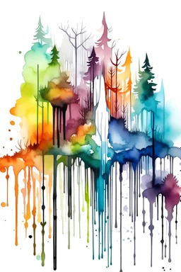 create cover paint,Watercolour effect, waterfall forest abstract,roschCh ink blot test, white background, muted colour's.no black outline, no black colour only white more watercolour blobs, no black outline, other coloursstyle coloring book