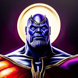 Ultra detailed fullbody Portrait in oil on canvas of THANOS+Darkseid hybrid Villain ,extremely detailed digital painting, extremely detailed face,crystal clear Big Glowing red eyes, mystical colors ,perfectly centered image, perfect composition, rim light, beautiful lighting, 8k, stunning scene, raytracing, anatomically correct, in the style of robert e howard and Ken Kelley and Ohrai Noriyoshi and Simon Bisley and tomzj1