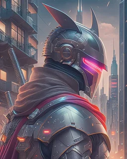 Best quality, masterpiece, ultra high definition, Retro Futuristic,cyberpunk knight Comic style