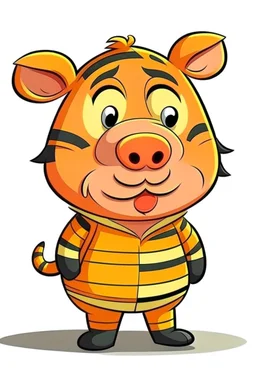 a cartoon pig in a tiger costume