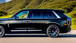 ultimate black rolls royce Cullinan Fire, Rear View, 4K, Ultra Detailed