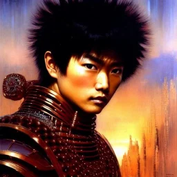 portrait of 'akira(1988)',ancient japanese armor, painting by gaston bussiere, greg rutkowski, yoji shinkawa, yoshitaka amano, tsutomu nihei, donato giancola, tim hildebrandt, evan lee,oil on canvas, cinematic composition, extreme detail,fit full head inside picture,16k