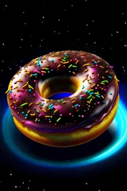 A donut planet with rings in outer space