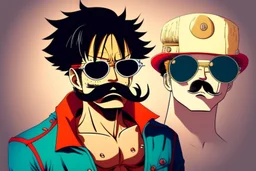 luffy with sunglasses and mustaches
