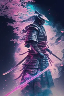 Mystical samurai emitting an aura