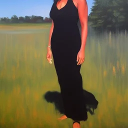 Full body portrait, painting, medium shot lady style of tony puryear