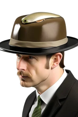 en fisk med bowlerhat
