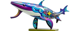 A violet ice elemental orca designed in Mexican folk art painted by Wassily Kandinsky