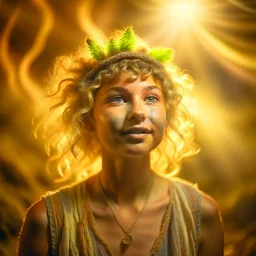 portrait of hippie pixie howering in the underground grove sparkling light dust, in the style of dali, 8k, down-light, soft light, depth of field, photo realism, trending on art station, high detail, smoke and fog