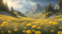 paesaggio fatato fiori gialli