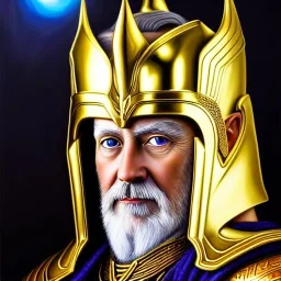 ultra detailed fullbody Portrait in oil on canvas of old Odin with asgardian Golden armor ,extremely detailed digital painting, extremely detailed face,crystal clear Big eyes, mystical colors ,perfectly centered image, perfect composition,rim light, beautiful lighting, 8k, stunning scene,extremely sharp detail, finely tuned detail, ultra high definition raytracing, in the style of Simon Bisley and pablo oliveira and Ken Kelley and Ohrai Noriyoshi