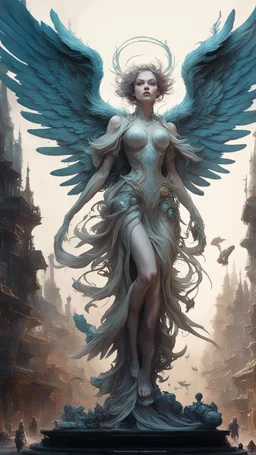 "3D HR Complex Unique and Beautiful Angel , 2 a breathtaking frontier fantasy artwork by Android Jones, Jean Baptiste monge, Alberto Seveso, Erin Hanson, Jeremy Mann. Minimalist highly detailed and complex professional_photography, masterpieces, 8k resolution concept art, Artstation, tricolor, Unreal Engine 5, cgsociety" Highly detailed ArtStation Concept Art Clear Focus Smooth cinematic 4K epic Details Serious Stoic ARTgerm AN's mature art.