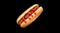A hotdog with sauce on a black background