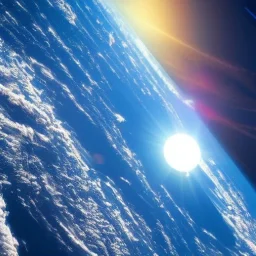 the sun rising over earth from space