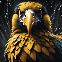 Horror version of big bird in 8k solo leveling shadow artstyle, machine them, close picture, rain, intricate details, highly detailed, high details, detailed portrait, masterpiece,ultra detailed, ultra quality