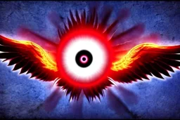 wings, freaky crazy evil eye with wings, laughing, flying, satan wings, fit on screen